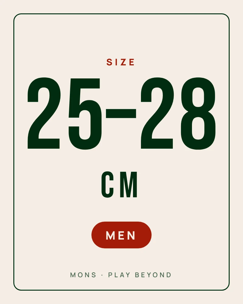 Real photo of the knitted 25–28 size mark on a MONS blue sock